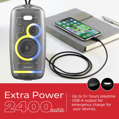 Акустична система 1.0 Energizer 16Вт Bluetooth 5.2/MicroSD/USB/AUX/FM/TWS, IPX65, чорна