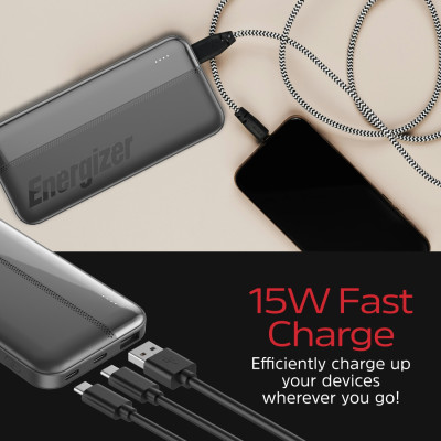УМБ Energizer 10000mAh 15W, USB-А, 2хUSB-C Black