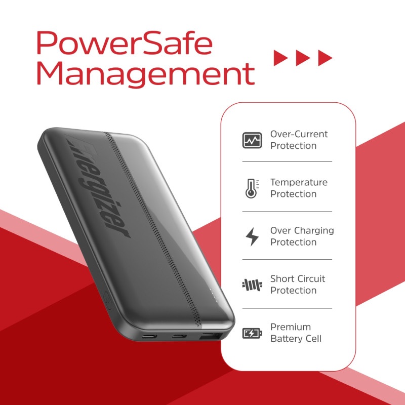 УМБ Energizer 10000mAh 15W, USB-А, 2хUSB-C Black