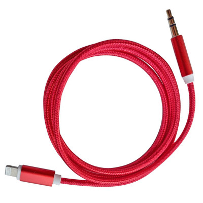 Кабель AUX Lightning-TRS Audio 3.5мм Male/Male 1м Red