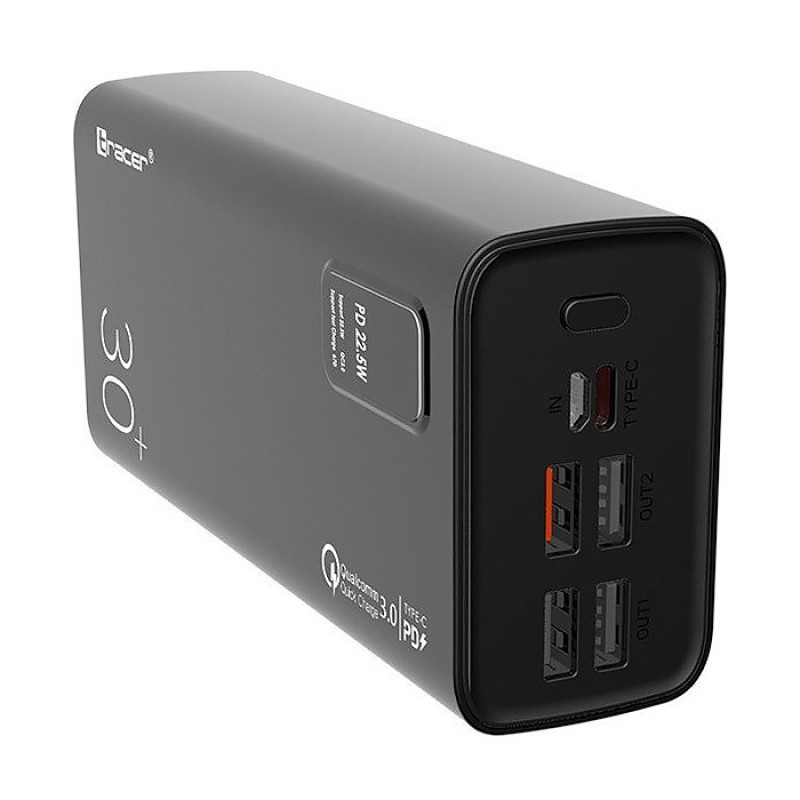 Повербанк Tracer Modi 30000 mAh QC 3.0, 22,5W + PD20W SCP,Vooc, 4xUSB-A, USB-C (Out)+microUSB