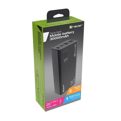 Повербанк Tracer Modi 30000 mAh QC 3.0, 22,5W + PD20W SCP,Vooc, 4xUSB-A, USB-C (Out)+microUSB