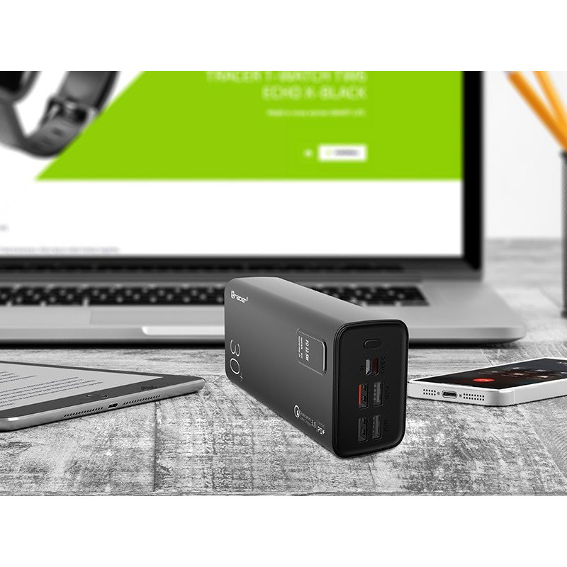 Повербанк Tracer Modi 30000 mAh QC 3.0, 22,5W + PD20W SCP,Vooc, 4xUSB-A, USB-C (Out)+microUSB