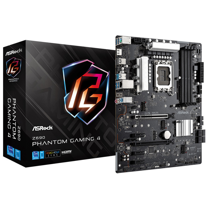 AsRock Z690 PHANTOM GAMING 4 (1700/Z690, 4*DDR4, 2*PCIex16, HDMI, 4xSATA, 3xM.2, Glan, 7.1ch, ATX)