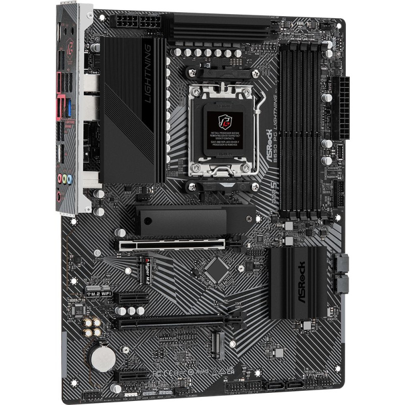 ASRock B650 PG LIGHTNING (AM5/B650, 4*DDR5, 2xPCIex16, HDMI, 4xSATAІІІ, 3xM.2, 2.5GLan, 7.1ch, ATX)