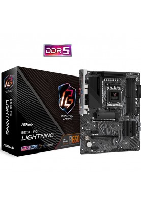 ASRock B650 PG LIGHTNING (AM5/B650, 4*DDR5, 2xPCIex16, HDMI, 4xSATAІІІ, 3xM.2, 2.5GLan, 7.1ch, ATX)