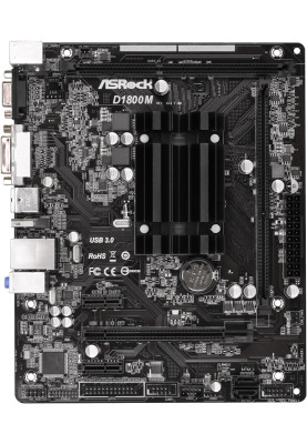 Материнська плата ASRock D1800M/REF (J1800, 2xDDR3/DDR3L, video, 3xPCI Express, 2xSATAII, mATX)
