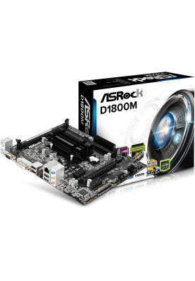Материнська плата ASRock D1800M/REF (J1800, 2xDDR3/DDR3L, video, 3xPCI Express, 2xSATAII, mATX)