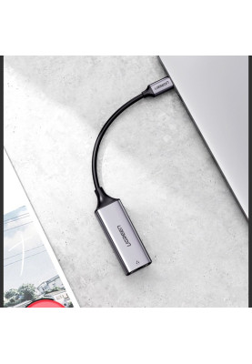 Перехідник USB 3.1 Type-C --> Ethernet RJ45 1000 Mb CM199 UGREEN Косм. Сірий
