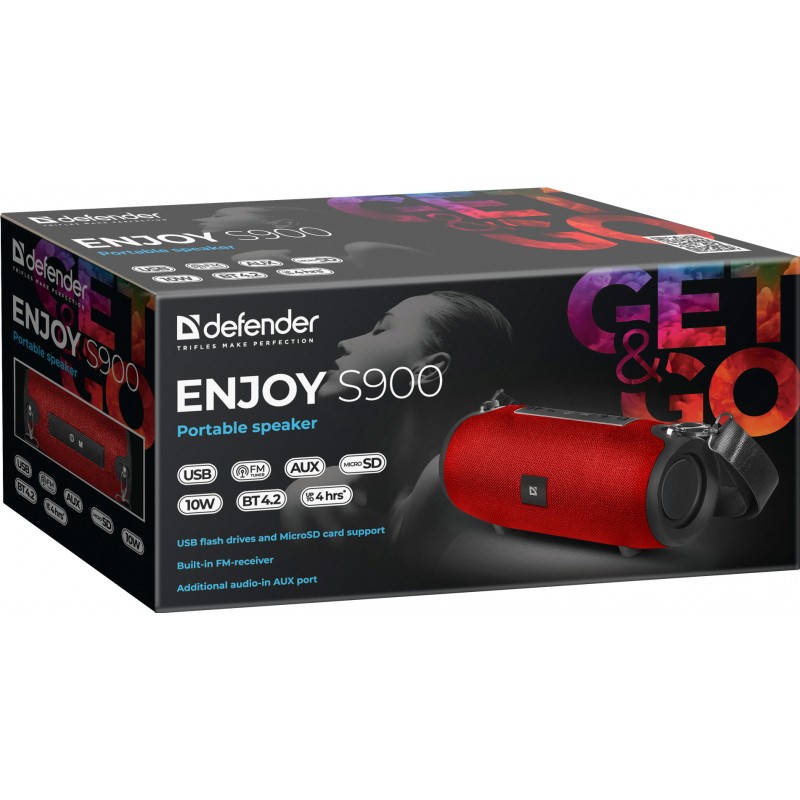 Акустична система 1.0 Defender Enjoy S900 Red 10W BT/FM/TF/USB/AUX