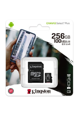 Memory card microSDXC 256GB Kingston Canvas Select Plus SDXC UHS-1 U1 V10 A1 Class 10, Ret