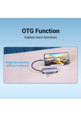 Хаб USB 3.1 Type-C -> 3хUSB 3.0/RJ45 Gigabit/PD 100W 5-in-1 Vention
