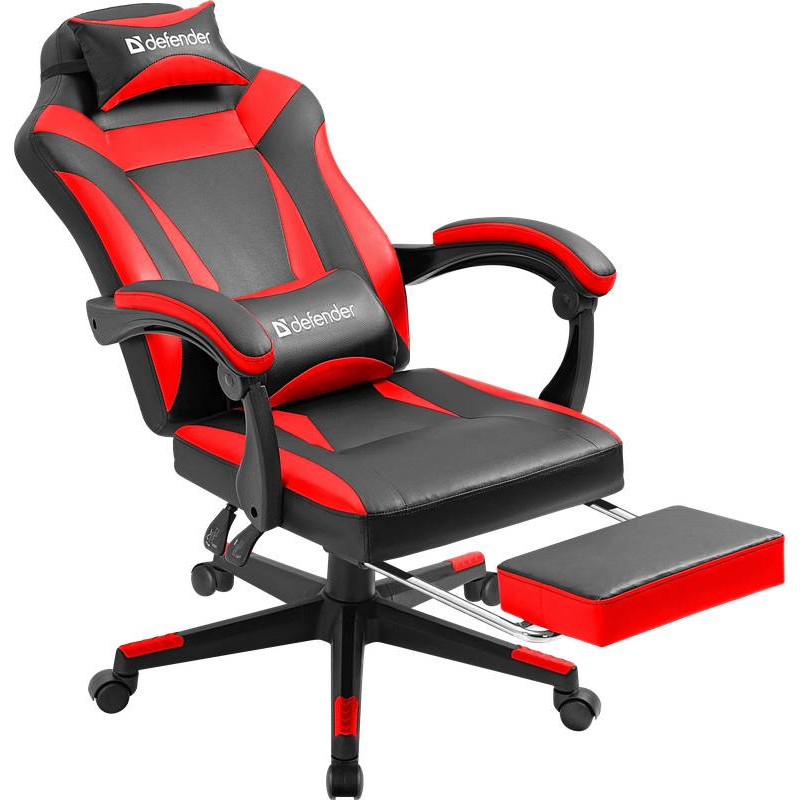 Крісло ігрове Defender Cruiser, 50мм, Клас 4, підніжка, Black/Red