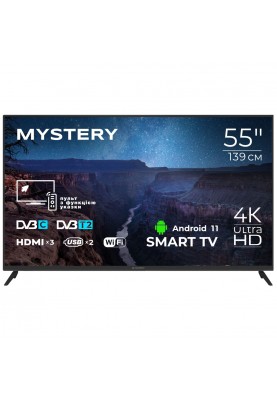 TV 55 Mystery MTV-5560UDT2 4K/Android 11/DVB-T2/2xUSB 2.0/3хHDMI/CI-слот/Wi-Fi/Black