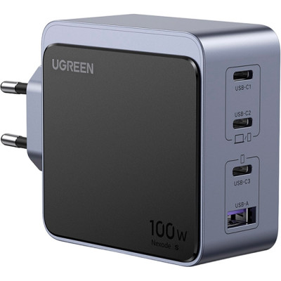 Зарядний пристрій 4xUSB 100W (3xUSB-C+USB-A) Gan Nexode Fast Charger Сірий X565 Ugreen
