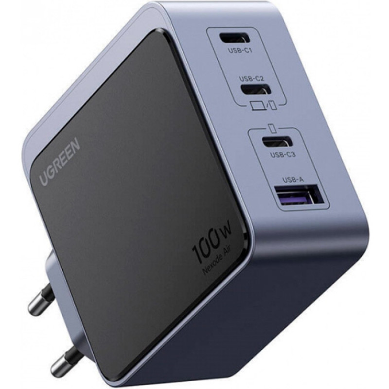 Зарядний пристрій 4xUSB 100W (3xUSB-C+USB-A) Gan Nexode Fast Charger Сірий X565 Ugreen