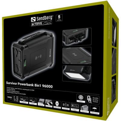 УМБ Sandberg Survivor 96000mAh DC84W PD USB-C60W Cigar Lighter 180W 2USB-A18W,Wireless LiFePo4 УМБ Sandberg Survivor 96000mAh DC84W PD USB-C60W Cigar Lighter 180W 2USB-A18W,Wireless LiFePo4