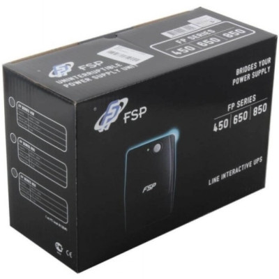 ДБЖ FSP FP850, 850ВА/480Вт, Lin-Int, USB/RJ45, Schuko*2, AVR, Black
