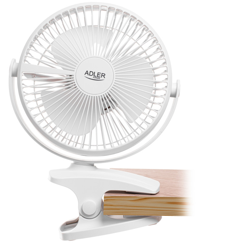 Вентилятор AdlerAD 7342 white настільний/ акумуляторний/ 5Вт/ D=15.5см/ USB-C/ білий