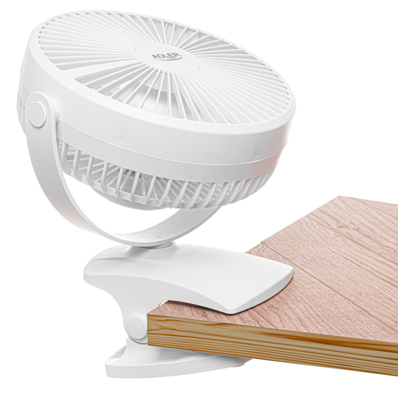 Вентилятор AdlerAD 7342 white настільний/ акумуляторний/ 5Вт/ D=15.5см/ USB-C/ білий
