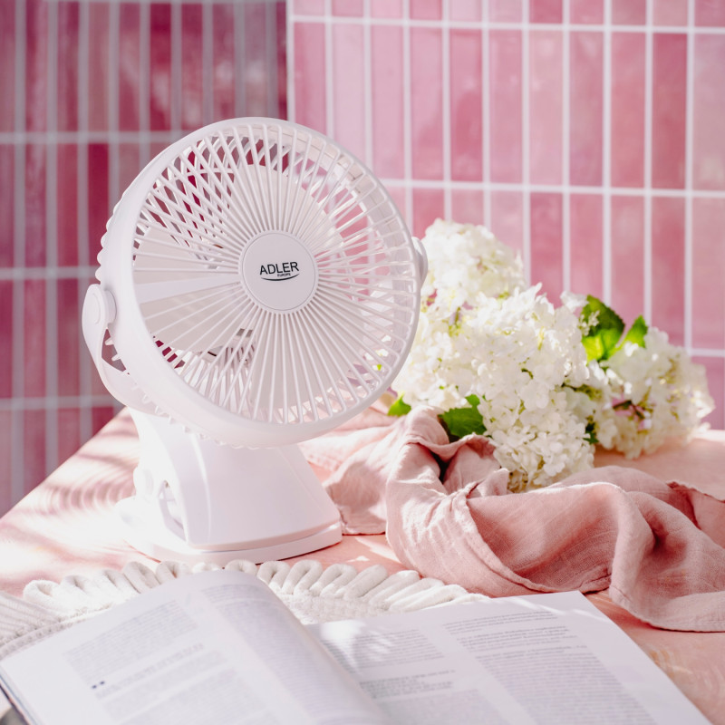 Вентилятор AdlerAD 7342 white настільний/ акумуляторний/ 5Вт/ D=15.5см/ USB-C/ білий