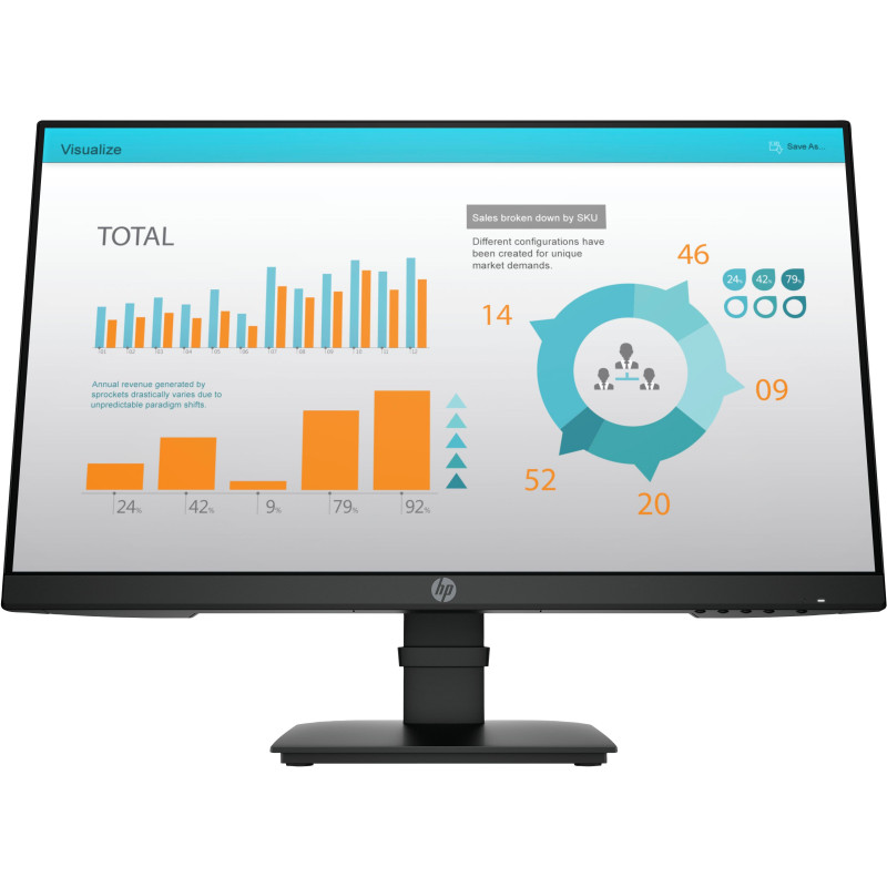 Монітор TFT 23.8" HP P24 G4, IPS, D-SUB, HDMI, DP ,чорний