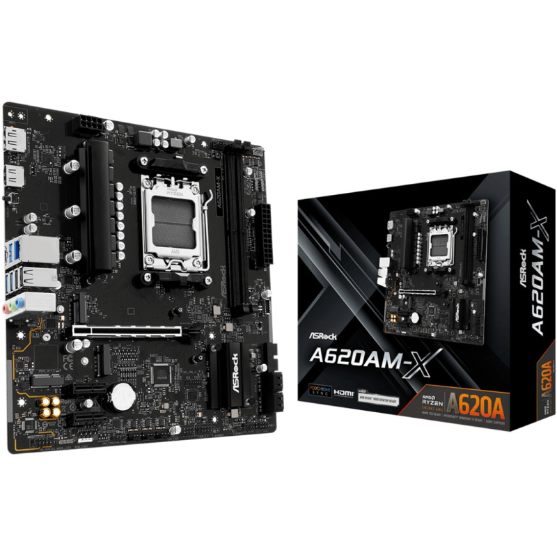 ASRock A620AM-X (AM5/A620A, 2*DDR5, PCIex16, DP/HDMI, 4xSATA, 2xM.2, 2.5GLan, 8ch, mATX)