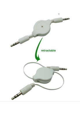 Кабель AUX Audio 3.5мм M/M 0.8 м самозмотуючий білий