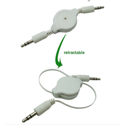 Кабель AUX Audio 3.5мм M/M 0.8 м самозмотуючий білий