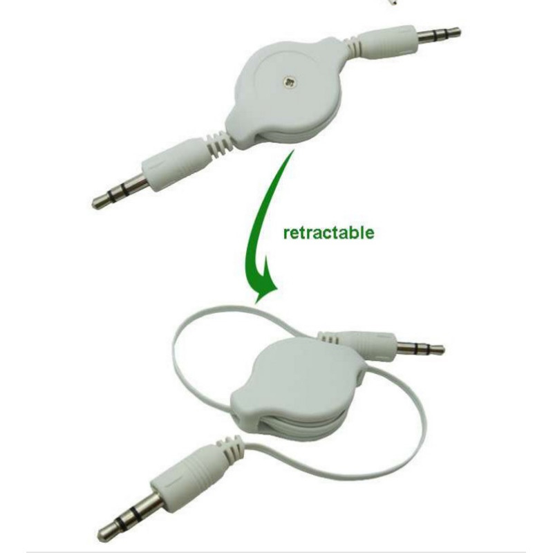 Кабель AUX Audio 3.5мм M/M 0.8 м самозмотуючий білий
