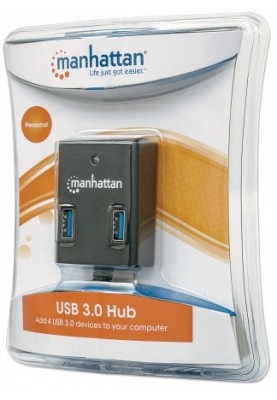 Хаб USB  Manhattan Super Hi-Speed 4-port USB3.0 пасивний, чорний