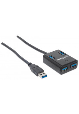 Хаб USB  Manhattan Super Hi-Speed 4-port USB3.0 пасивний, чорний