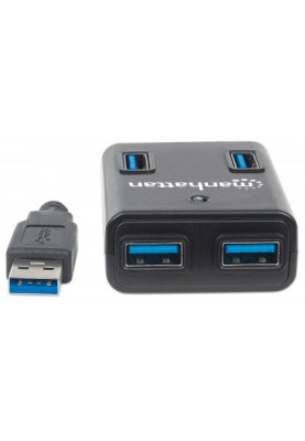 Хаб USB  Manhattan Super Hi-Speed 4-port USB3.0 пасивний, чорний