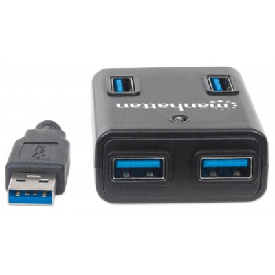 Хаб USB  Manhattan Super Hi-Speed 4-port USB3.0 пасивний, чорний