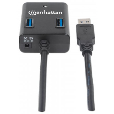 Хаб USB  Manhattan Super Hi-Speed 4-port USB3.0 пасивний, чорний