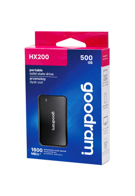 SSD external, USB 3.2 Gen2 Type-C  500Gb, GoodRAM HX200, Black, чорний, Retail