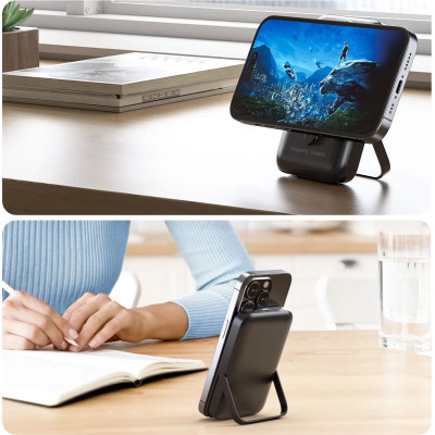 УМБ Choetech Magnetic Wireless 10000mAh 20W PD USB-C In/Out, with holder, Qi-15W Black