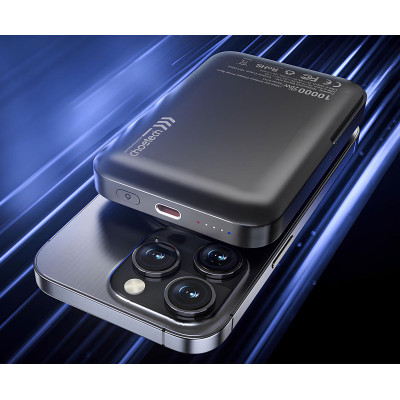 УМБ Choetech Magnetic Wireless 10000mAh 20W PD USB-C In/Out, with holder, Qi-15W Black
