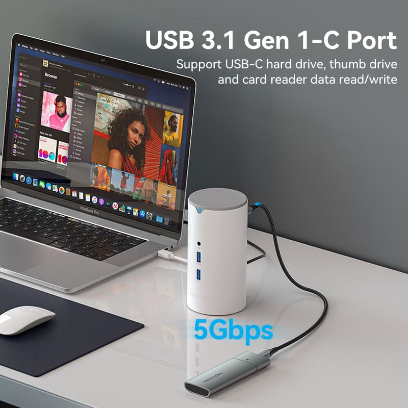 Док-станція USB3.1 Type-C --> HDMI/VGA/USB3.0x3/RJ45/SD/TF/TRRS 3.5m/PD/DC100W12-in-1Ventio