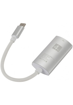 Перехідник USB3.1 Type-C --> HDMI (F), 4K 30HZ, кабель 0.1м, срібний