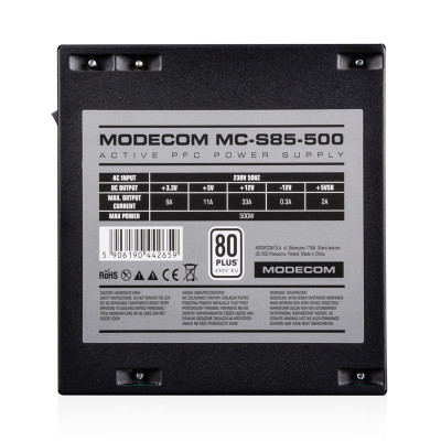 БЖ 500W Modecom MC-500-85, 120мм, 80+, Bulk