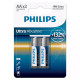 Батарейка Philips AA, Ultra Alkaline лужна, BLI, 2 шт