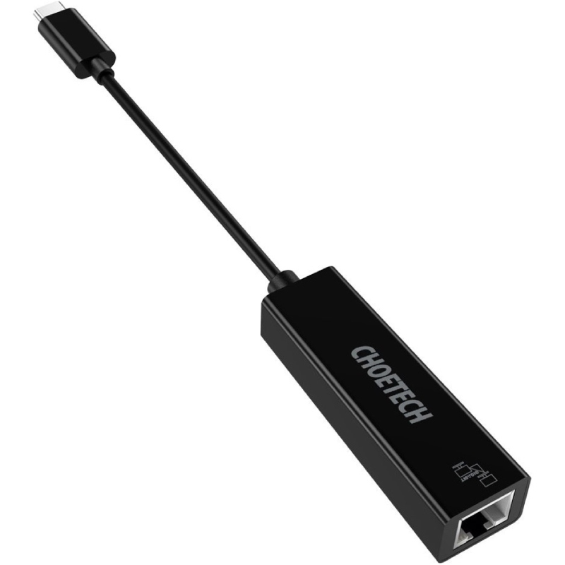 Перехідник USB 3.1 Type-C --> Ethernet RJ45 1000Mb 0,15 м, Choetech чорний