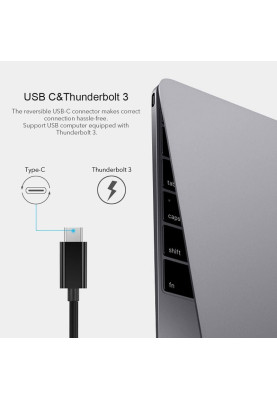 Перехідник USB 3.1 Type-C --> Ethernet RJ45 1000Mb 0,15 м, Choetech чорний