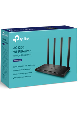 Маршрутизатор TP-LINK ARCHER C6U AC1200, 4xGE LAN, 1xGE WAN, 1xUSB, MESH