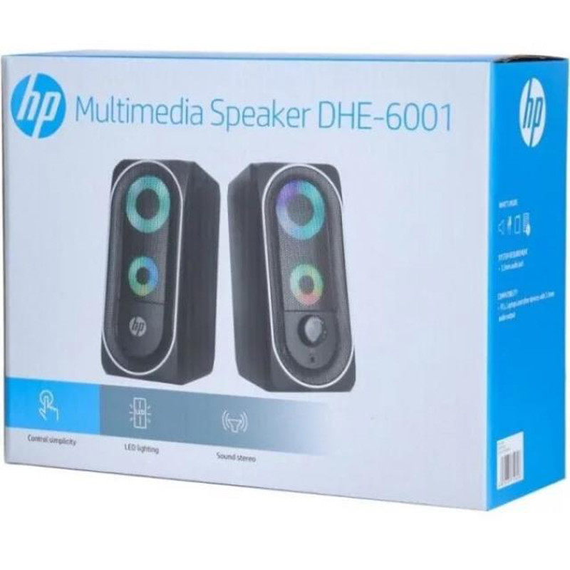 Акустична система 2.0 HP DHE-6001, 3,5мм + USB, 6Вт, LED RGB