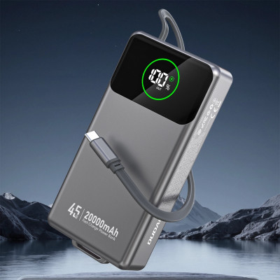 УМБ Dudao 20000mAh K31 Pro 45W PD,QC USB-A,USB-C In/Out,with built-in USB-C/Lightning cables Gray УМБ Dudao 20000mAh K31 Pro 45W PD,QC USB-A,USB-C In/Out,with built-in USB-C/Lightning cables Gray