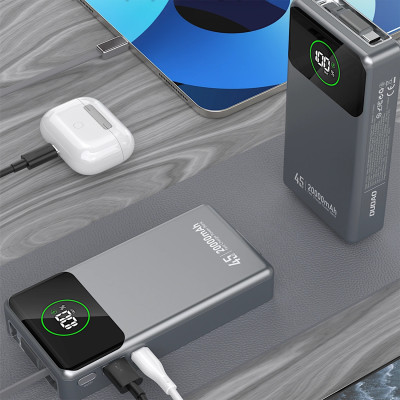УМБ Dudao 20000mAh K31 Pro 45W PD,QC USB-A,USB-C In/Out,with built-in USB-C/Lightning cables Gray УМБ Dudao 20000mAh K31 Pro 45W PD,QC USB-A,USB-C In/Out,with built-in USB-C/Lightning cables Gray