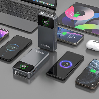 УМБ Dudao 20000mAh K31 Pro 45W PD,QC USB-A,USB-C In/Out,with built-in USB-C/Lightning cables Gray УМБ Dudao 20000mAh K31 Pro 45W PD,QC USB-A,USB-C In/Out,with built-in USB-C/Lightning cables Gray