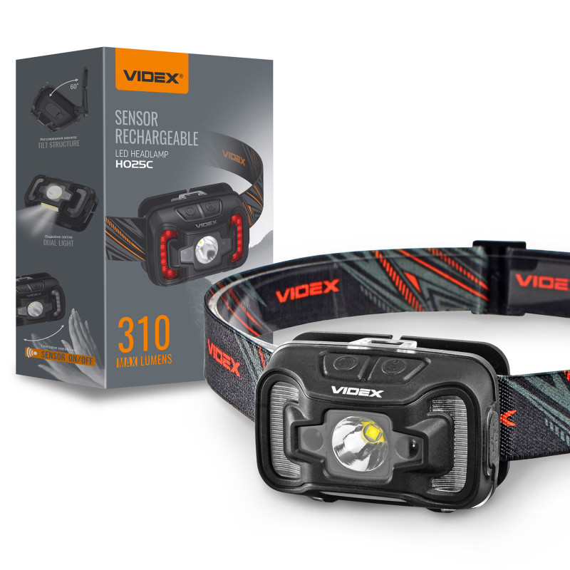 Ліхтар VIDEX налобний світлодіодний VLF-H025C 310Lm 5000K